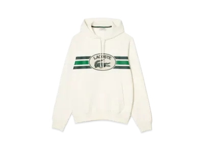 LACOSTE Monogram Layered Oval Logo Sweat Hoodie "White"