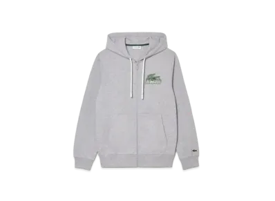 LACOSTE New Graphic Print Zippup Sweat Hoodie "Grey"