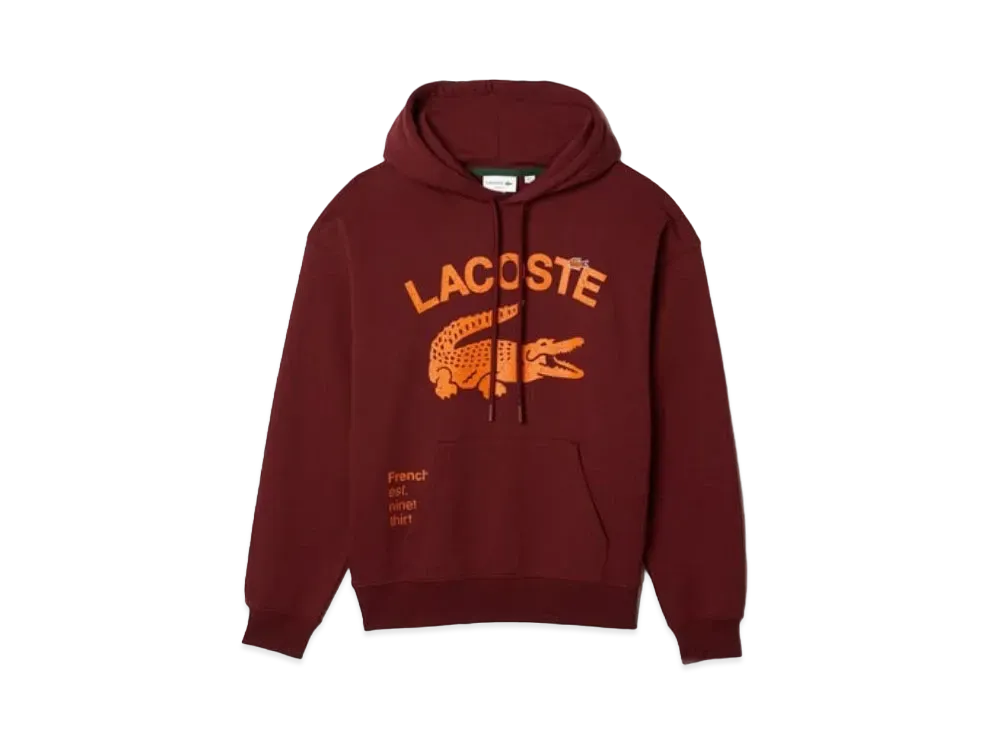 LACOSTE Oversize Print Sweat Parka "Bordeaux"