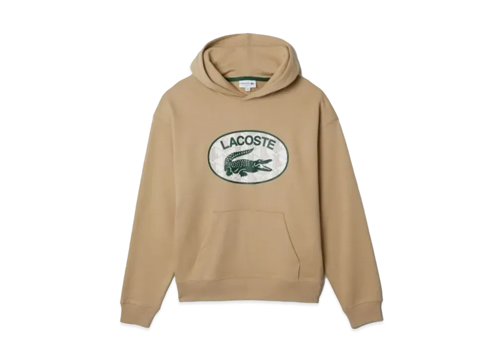 LACOSTE Monogram Motif Print Hood Sweat "Beige"