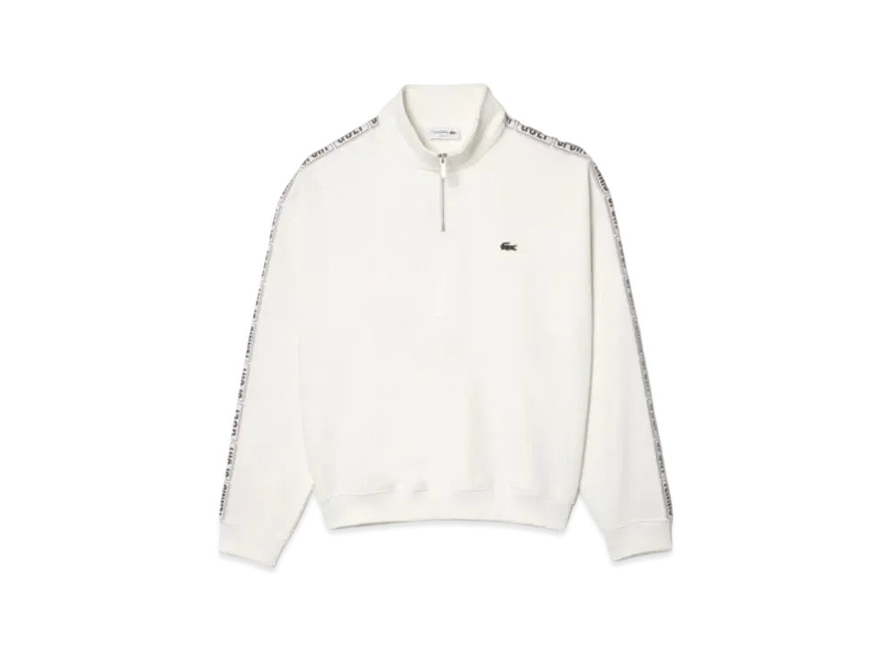 LACOSTE Sleeve Taping Half Zip Stand Color Sweat "White"