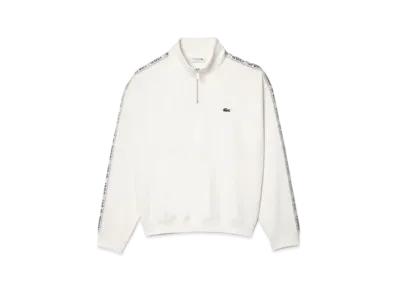 LACOSTE Sleeve Taping Half Zip Stand Color Sweat "White"