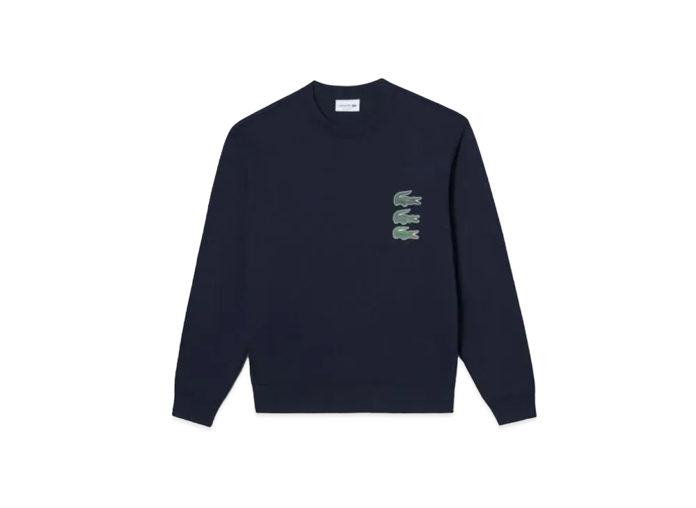 LACOSTE Timeline Clock Print Crew Neck Sweat "Navy"