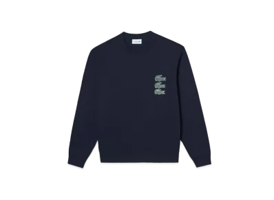 LACOSTE Timeline Clock Print Crew Neck Sweat "Navy"