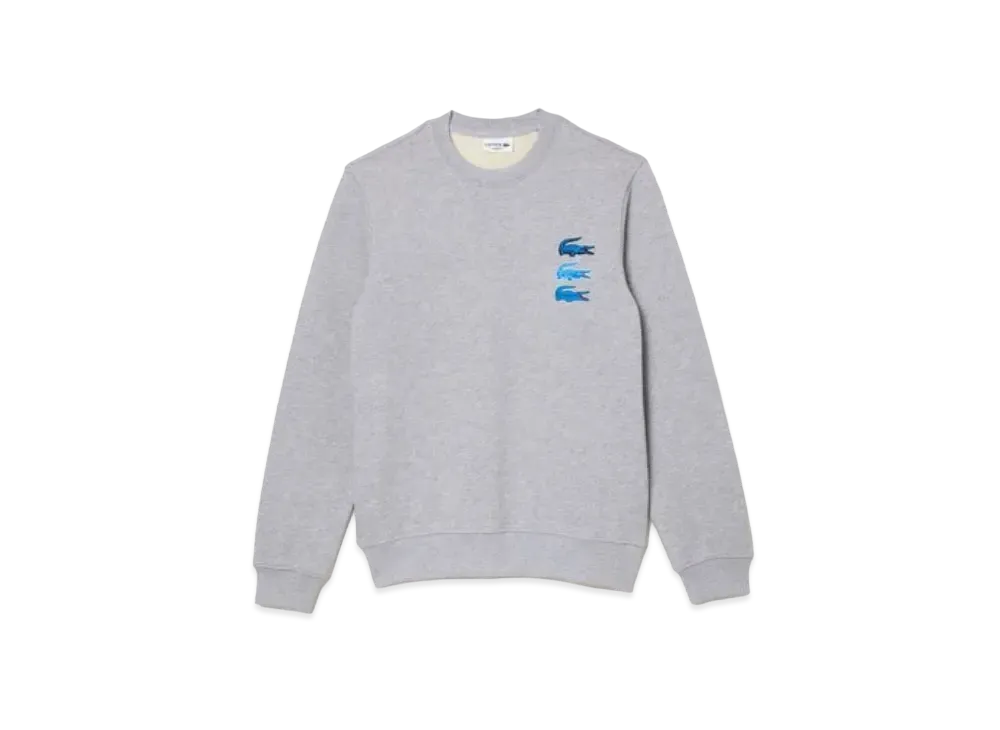 LACOSTE Timeline Clock Print Crew Neck Sweat "Grey"