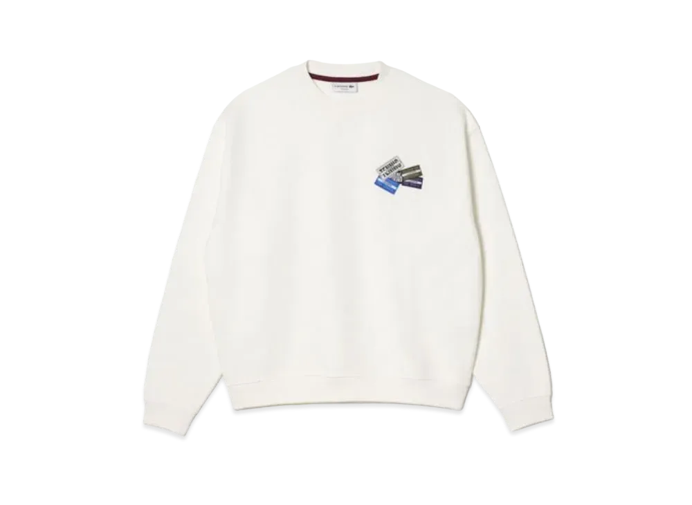 LACOSTE Sports Patch Loose Fit Crew Neck Sweat "White"