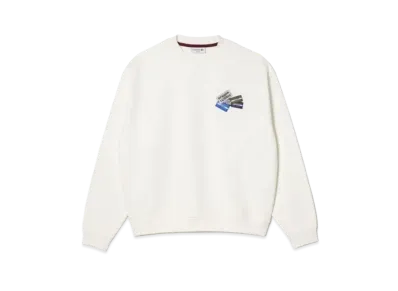 LACOSTE Sports Patch Loose Fit Crew Neck Sweat "White"