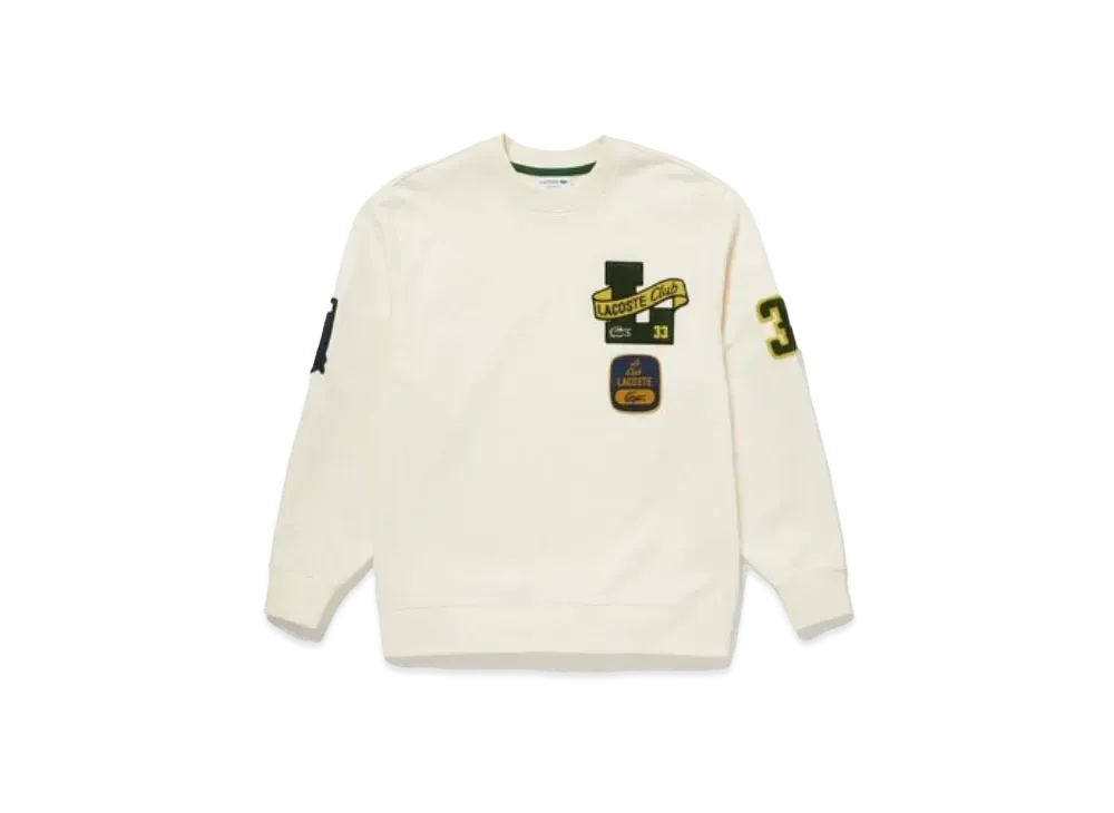 LACOSTE Heritage Patch Crew Neck Sweat "White"