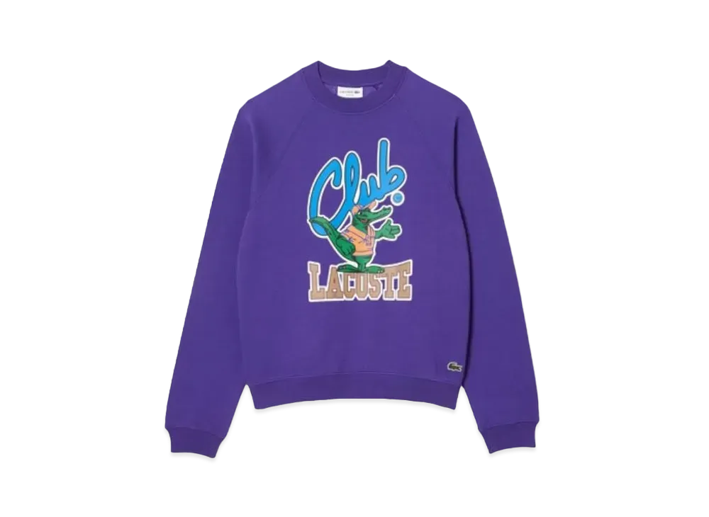 LACOSTE Varsity Graphic Print Crew Neck Sweat "Purple"