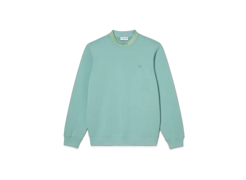 LACOSTE Jacquard Mock Neck Tech Sweat Pullover "Light Green"