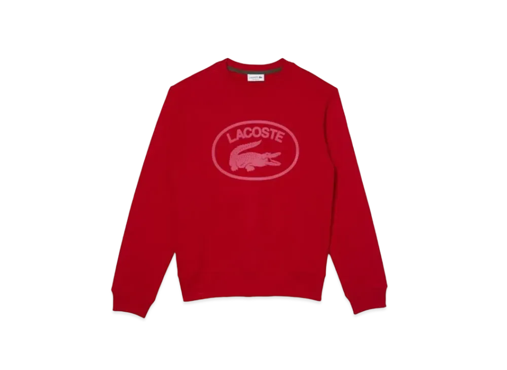 LACOSTE Flocky Oval Clock Crew Neck Sweat "Red"