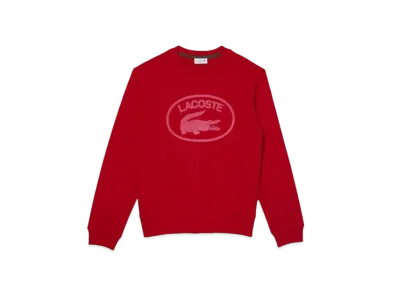 LACOSTE Flocky Oval Clock Crew Neck Sweat "Red"