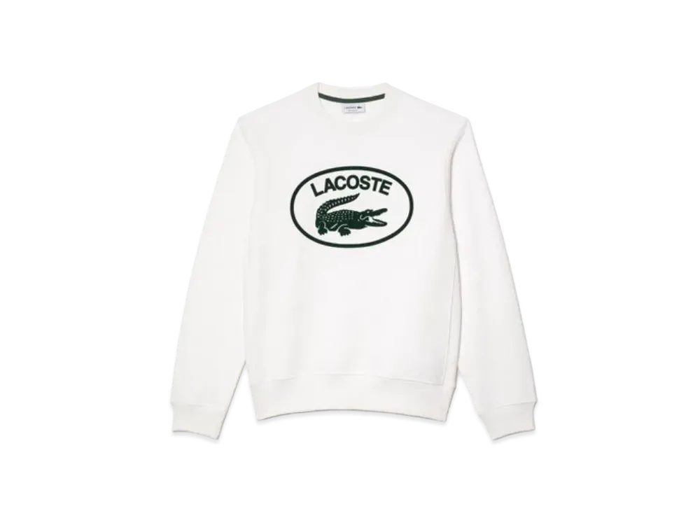LACOSTE Flocky Oval Clock Crew Neck Sweat "White"