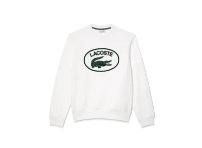 LACOSTE Flocky Oval Clock Crew Neck Sweat "White"