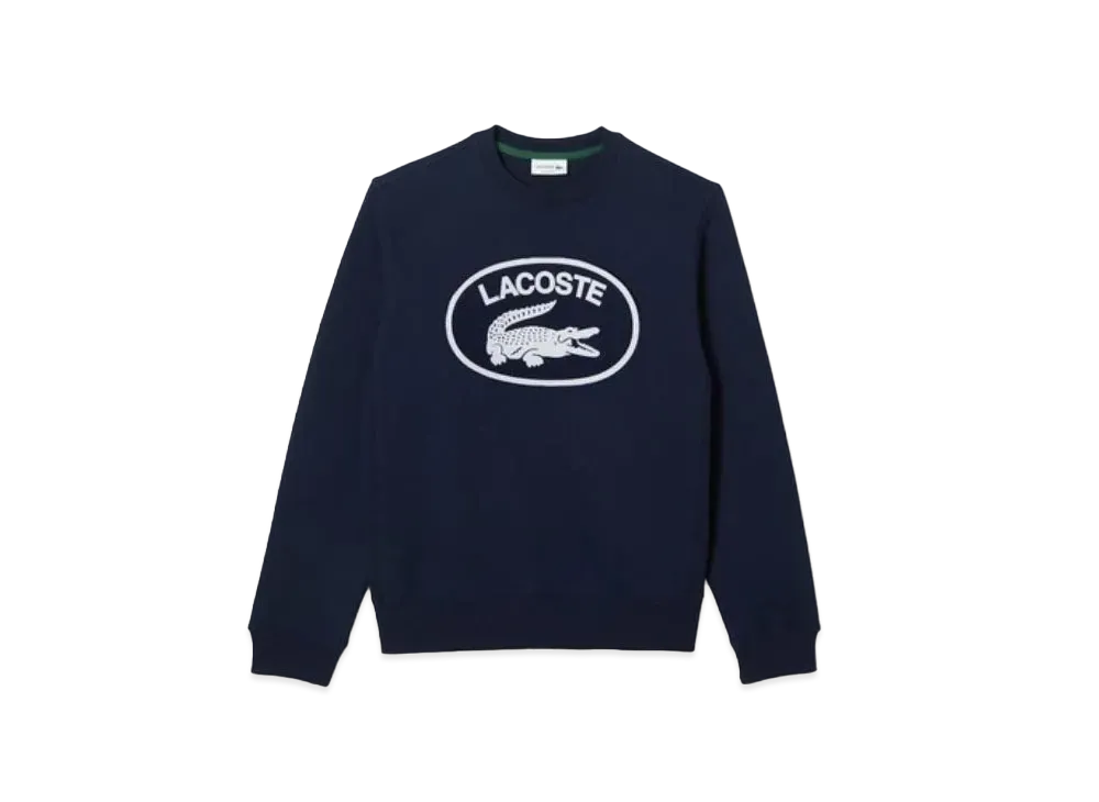 LACOSTE Flocky Oval Clock Crew Neck Sweat "Navy"