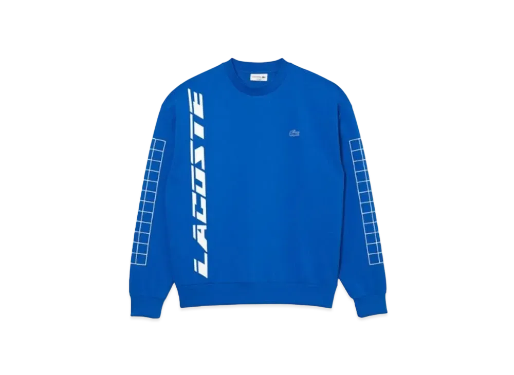 LACOSTE Signature Print Loose Silhouette Sweat "Blue"