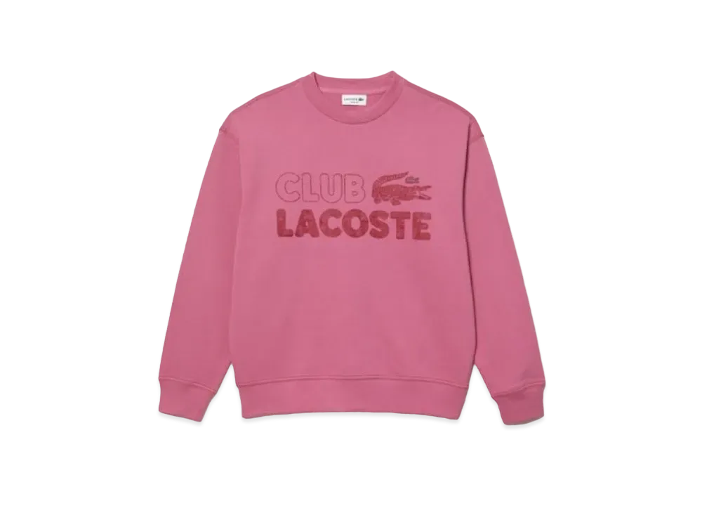 LACOSTE Vintage Print Loose Fit Crew Neck Sweat "Pink"