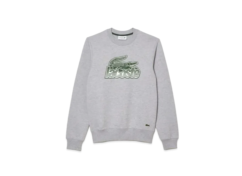 LACOSTE New Graphic Print Crew Neck Sweat "Grey"