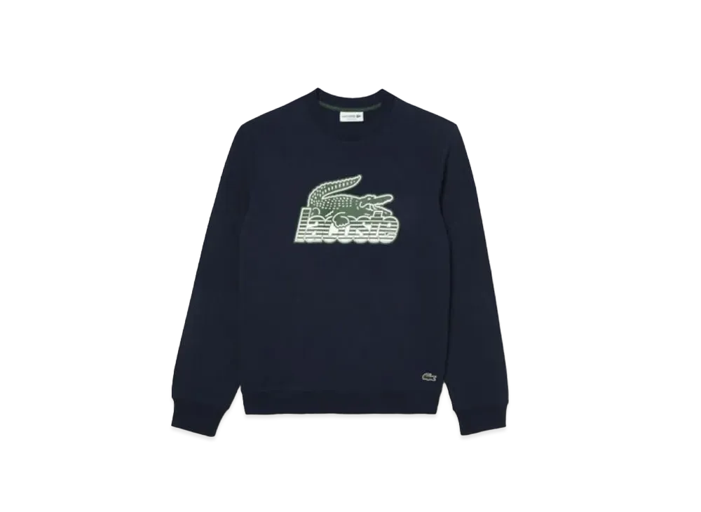 LACOSTE New Graphic Print Crew Neck Sweat "Navy"