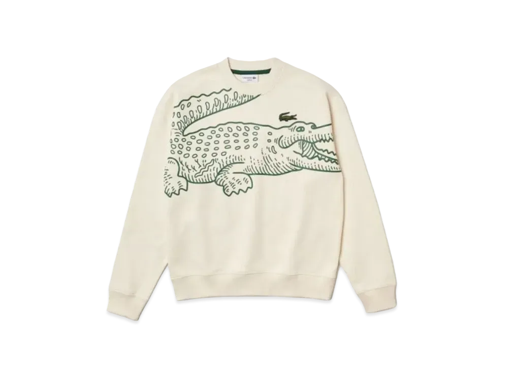 LACOSTE Oversize Print Crew Neck Sweat "White"