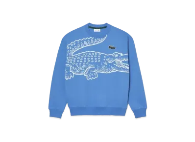 LACOSTE Oversize Print Crew Neck Sweat "Blue"