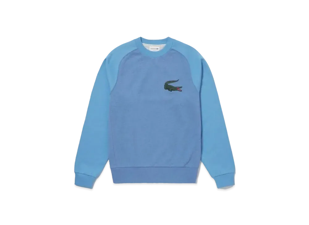 LACOSTE Heritage Graphic Stitch Raglan Crew Neck Sweat "Sky Blue"
