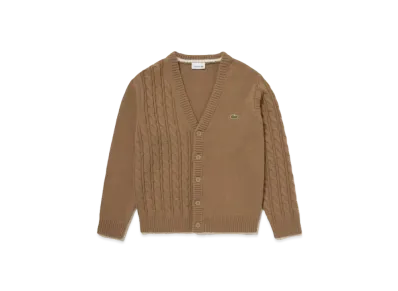 LACOSTE Asymmetry V-Neck Cardigan "Brown"