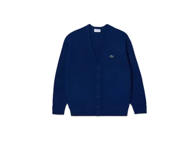 LACOSTE Garter Knitting V-Neck Cardigan "Royal"