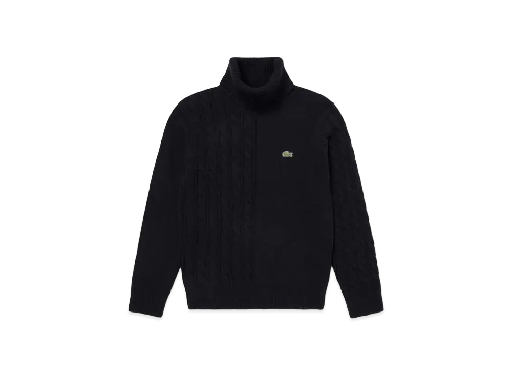 LACOSTE Asymmetry Turtle Neck Knit Sweater "Navy"