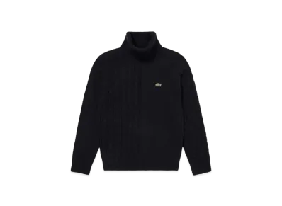 LACOSTE Asymmetry Turtle Neck Knit Sweater "Navy"