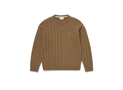 LACOSTE Asymmetry Crew Neck Knit Sweater "Brown"