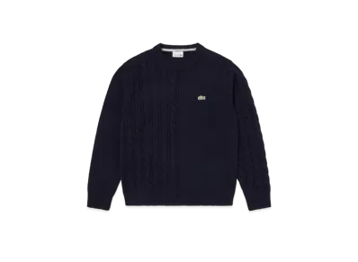 LACOSTE Asymmetry Crew Neck Knit Sweater "Navy"