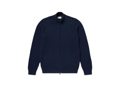LACOSTE Basket Knit Zip Up "Navy"
