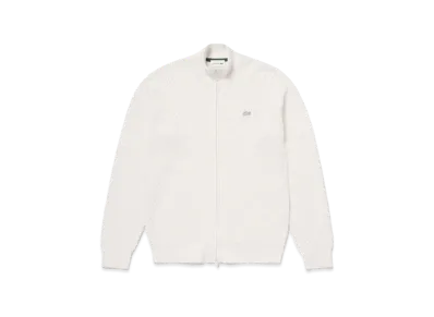 LACOSTE Basket Knit Zip Up "White"