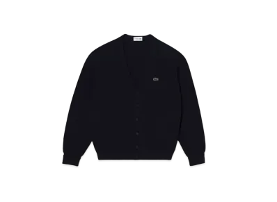 LACOSTE Organic Cotton V-Neck Cardigan "Navy"