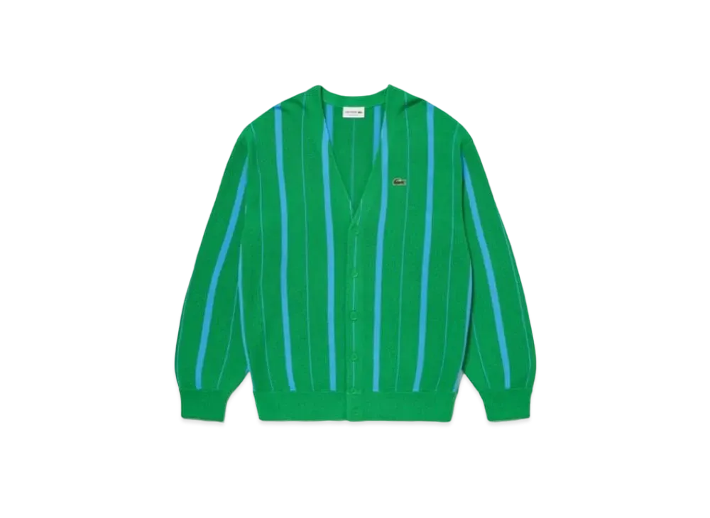LACOSTE Organic Cotton V-Neck Cardigan "Green"