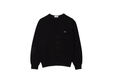 LACOSTE Organic Cotton V-Neck Cardigan "Black"