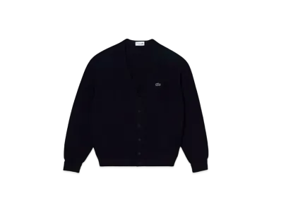 LACOSTE Organic Cotton V-Neck Cardigan "Navy"