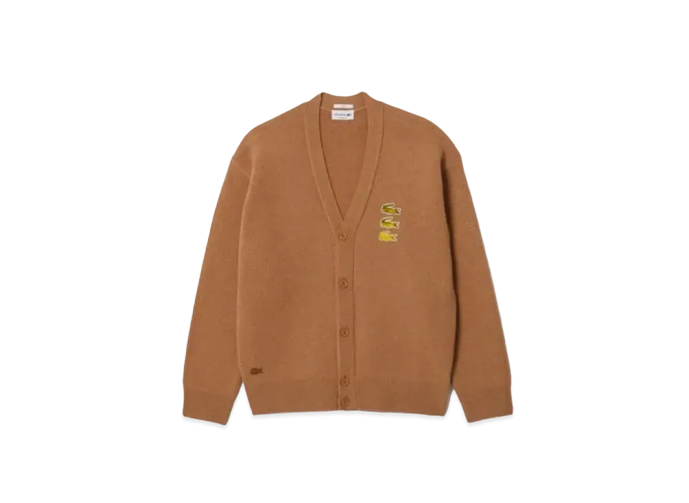 LACOSTE Timeline Clock V-Neck Cardigan "Beige"