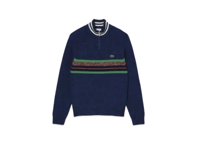 LACOSTE French Maid Half Zip Knit Sweater "Navy"