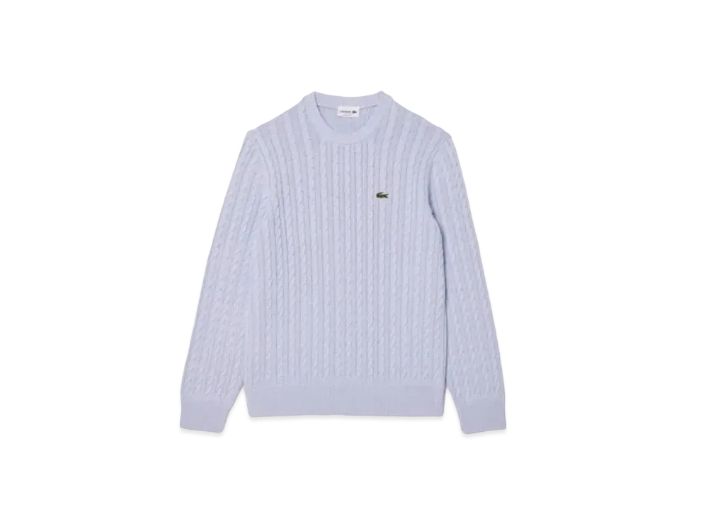 LACOSTE Cable Knit Sweater "Light Blue"