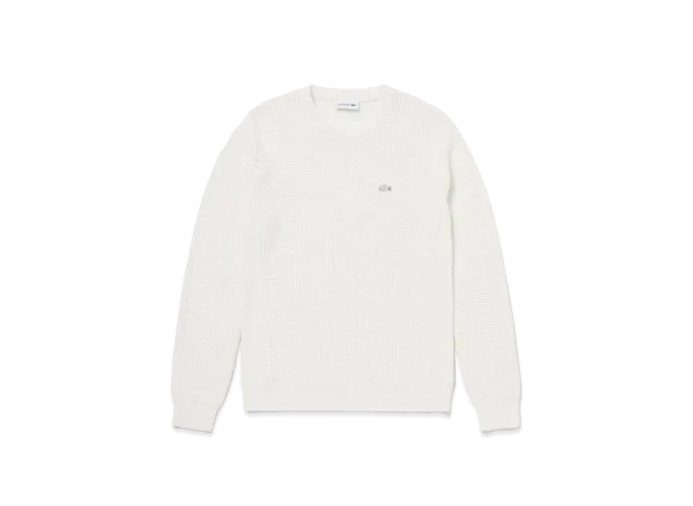 LACOSTE Heather Color Ring Waffle Knit "White"