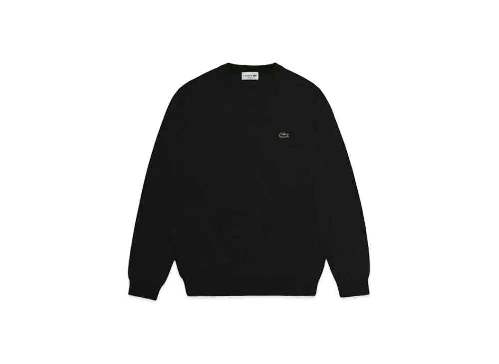 LACOSTE Organic Cotton V-Neck Sweater "Black"