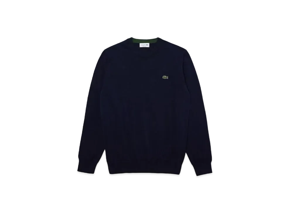 LACOSTE Organic Cotton Crew Neck Sweater "Navy"