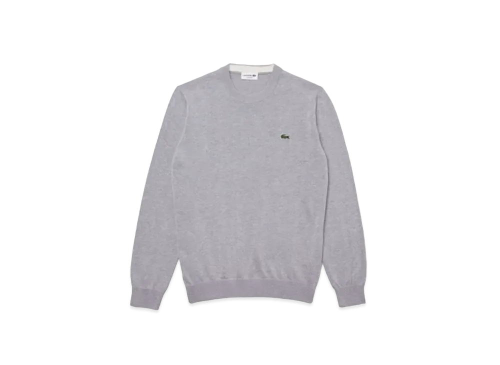 LACOSTE Organic Cotton Crew Neck Sweater "Grey"