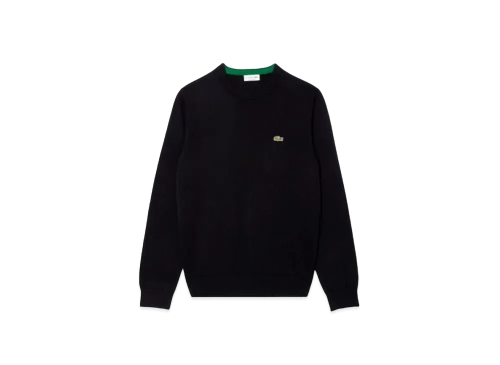 LACOSTE Organic Cotton Crew Neck Sweater "Black"