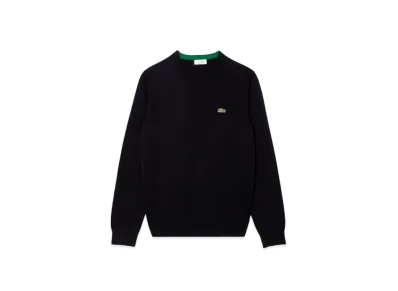 LACOSTE Organic Cotton Crew Neck Sweater "Black"