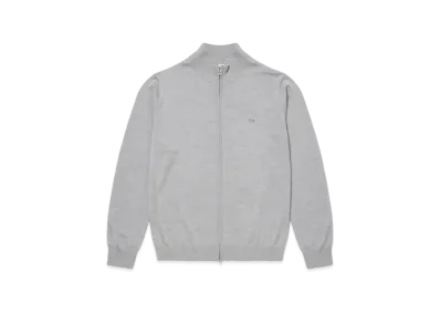 LACOSTE Washable Wool Zip Up Knit Sweater "Grey"