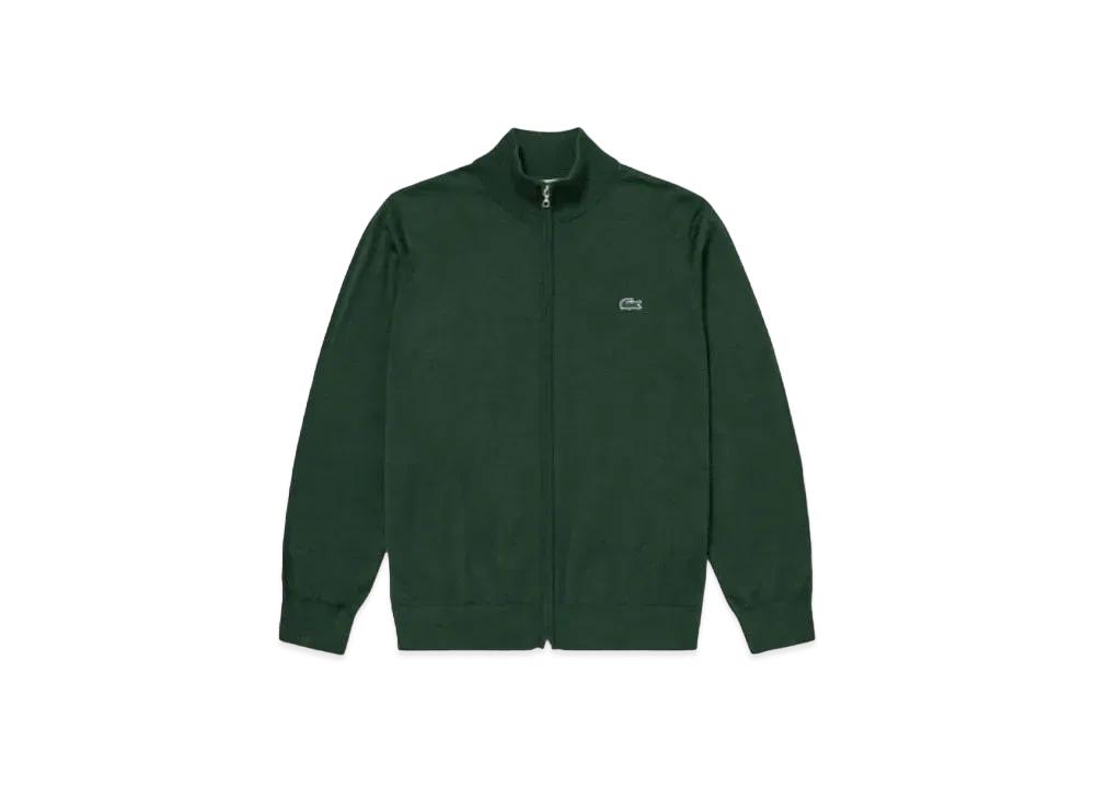 LACOSTE Washable Wool Zip Up Knit Sweater 