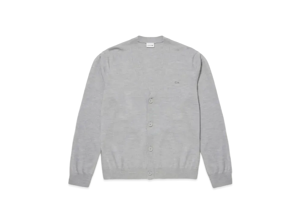 LACOSTE Washable Wool V Neck Knit Cardigan "Grey"